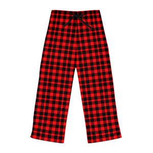 Black & Red Plaid: Women's Pajama Pants (AOP)