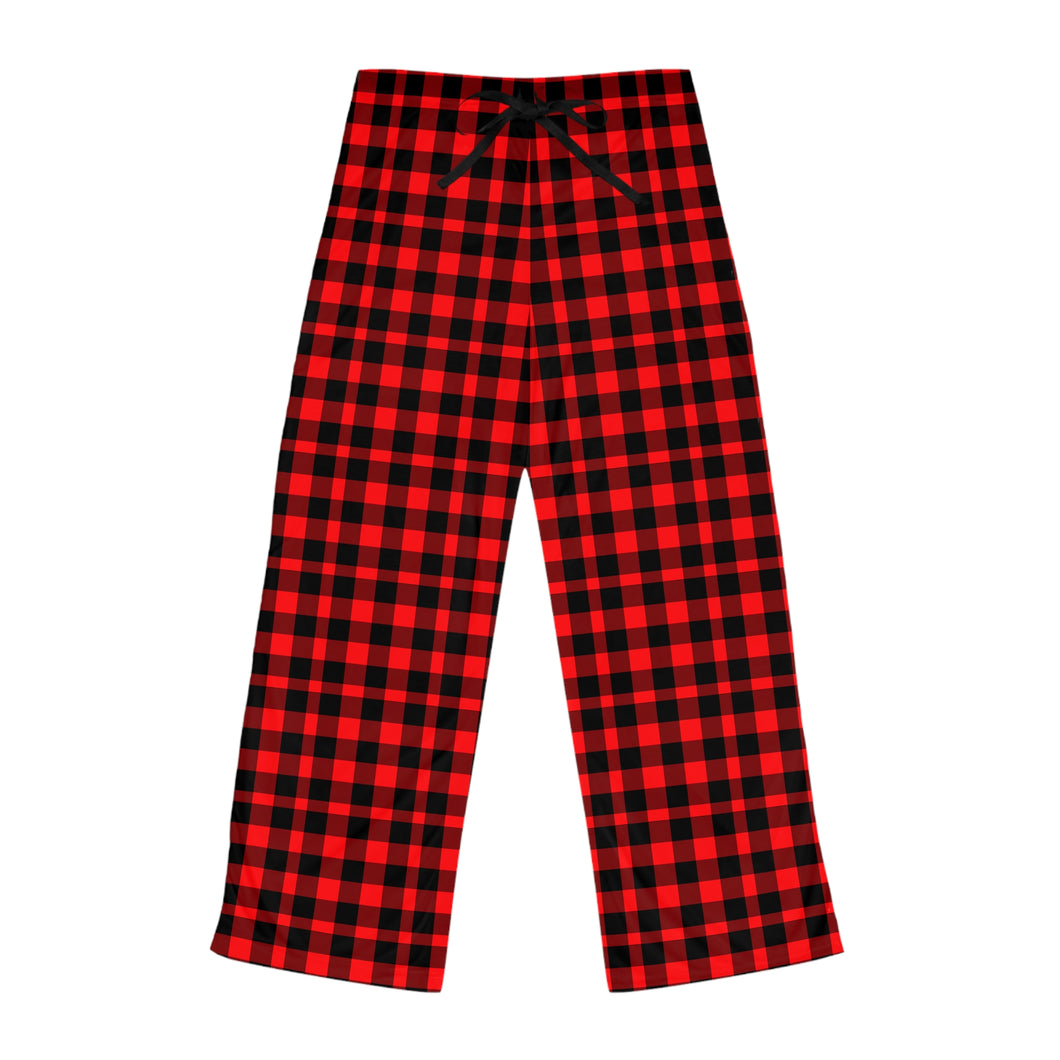 Black & Red Plaid: Women's Pajama Pants (AOP)