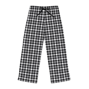 Black & White Plaid: Women's Pajama Pants (AOP)