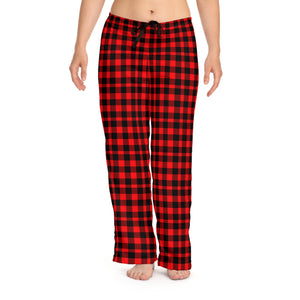 Black & Red Plaid: Women's Pajama Pants (AOP)