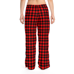 Black & Red Plaid: Women's Pajama Pants (AOP)