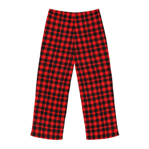 Black & Red Plaid: Men's Pajama Pants (AOP)