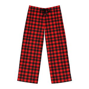 Black & Red Plaid: Men's Pajama Pants (AOP)