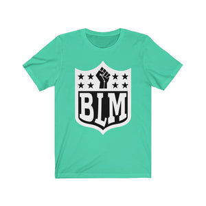 BLM Shield (B&W): Kings' or Queens' Jersey Short Sleeve Tee