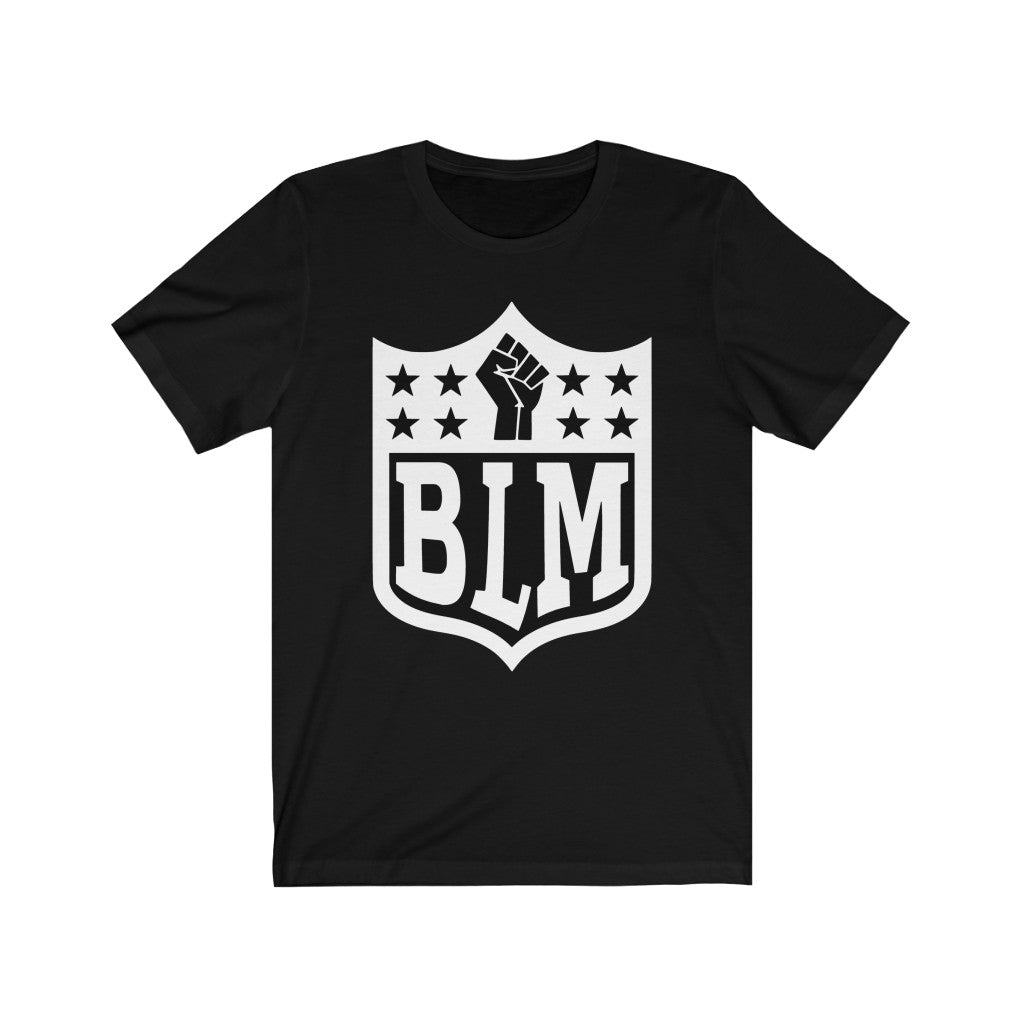 BLM Shield (B&W): Kings' or Queens' Jersey Short Sleeve Tee