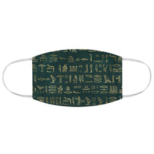 Cargar imagen en el visor de la galería, Egyptian Hieroglyphics (Green): Kings&#39; or Queens&#39; Fabric Face Mask