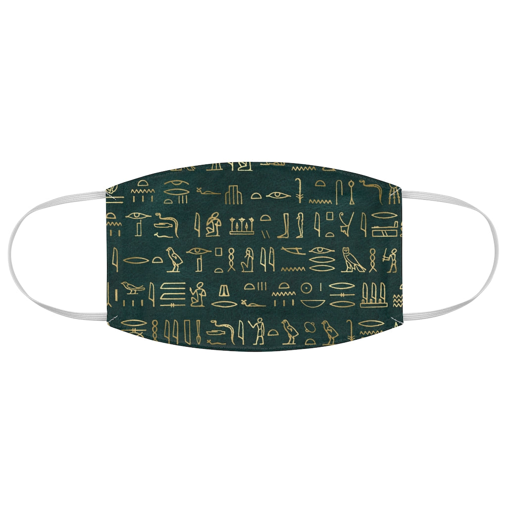 Egyptian Hieroglyphics (Green): Kings' or Queens' Fabric Face Mask
