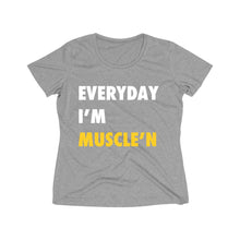 Load image into Gallery viewer, Everyday I&#39;m Muscle&#39;n: Queens&#39; Heather Wicking Tee