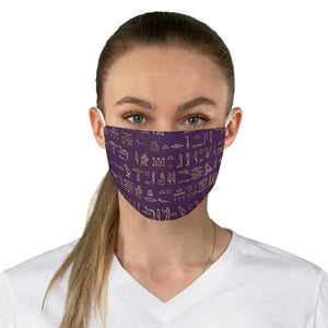 Egyptian Hieroglyphics (Purple): Kings' or Queens' Fabric Face Mask
